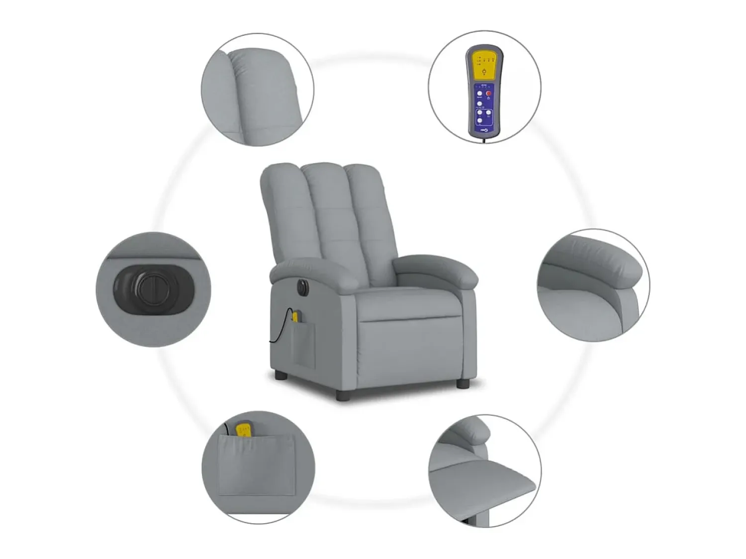 Poltrona de massagens reclinável elétrica tecido -claro SHL413070^ Poltrona