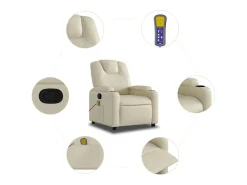 Poltrona* Poltrona de massagens reclinável couro artificial cor SHL270090 Creme