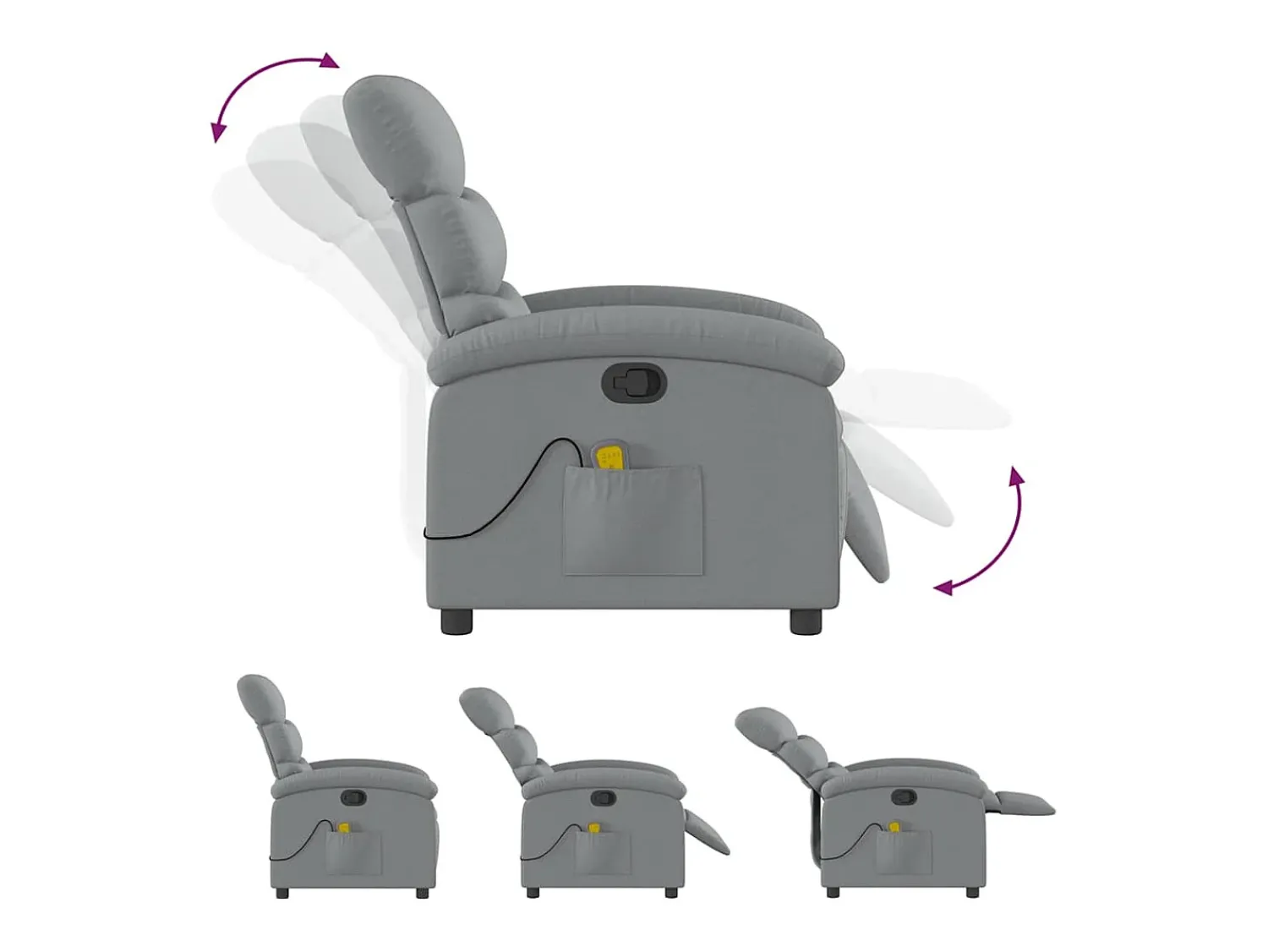 Hot Poltrona de massagens reclinável tecido -claro SHL853851 Cinzento
