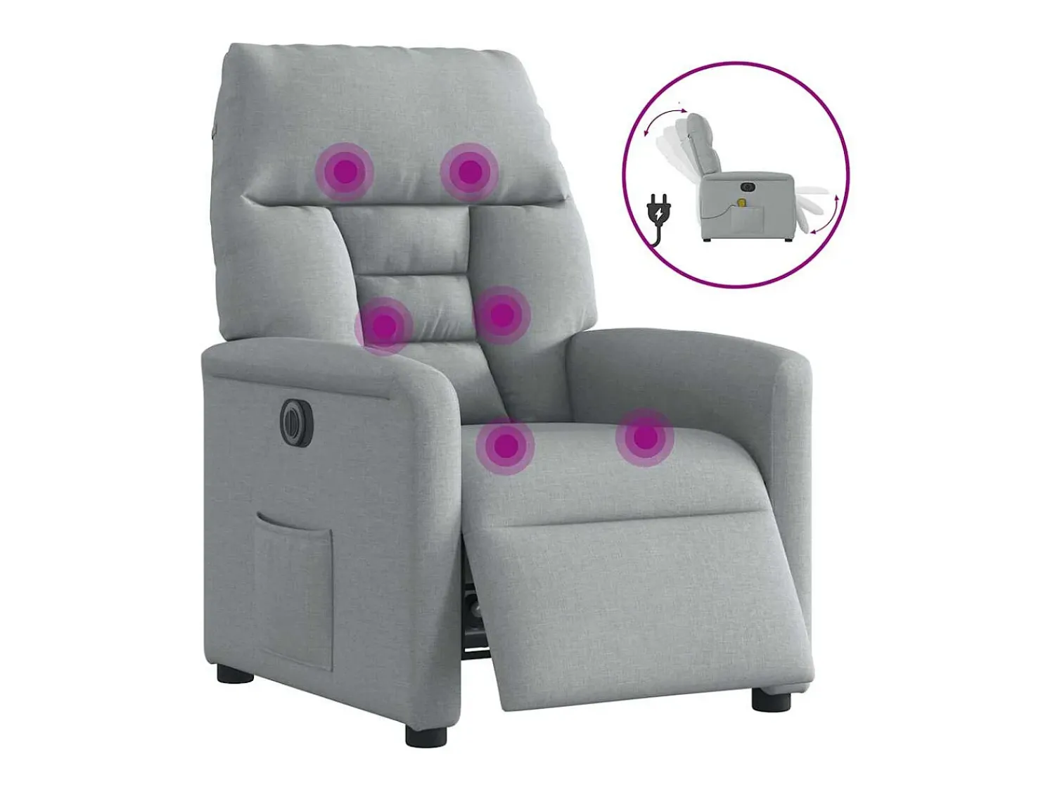 Poltrona| Poltrona de massagens reclinável elétrica tecido -claro SHL660490 Cinzento