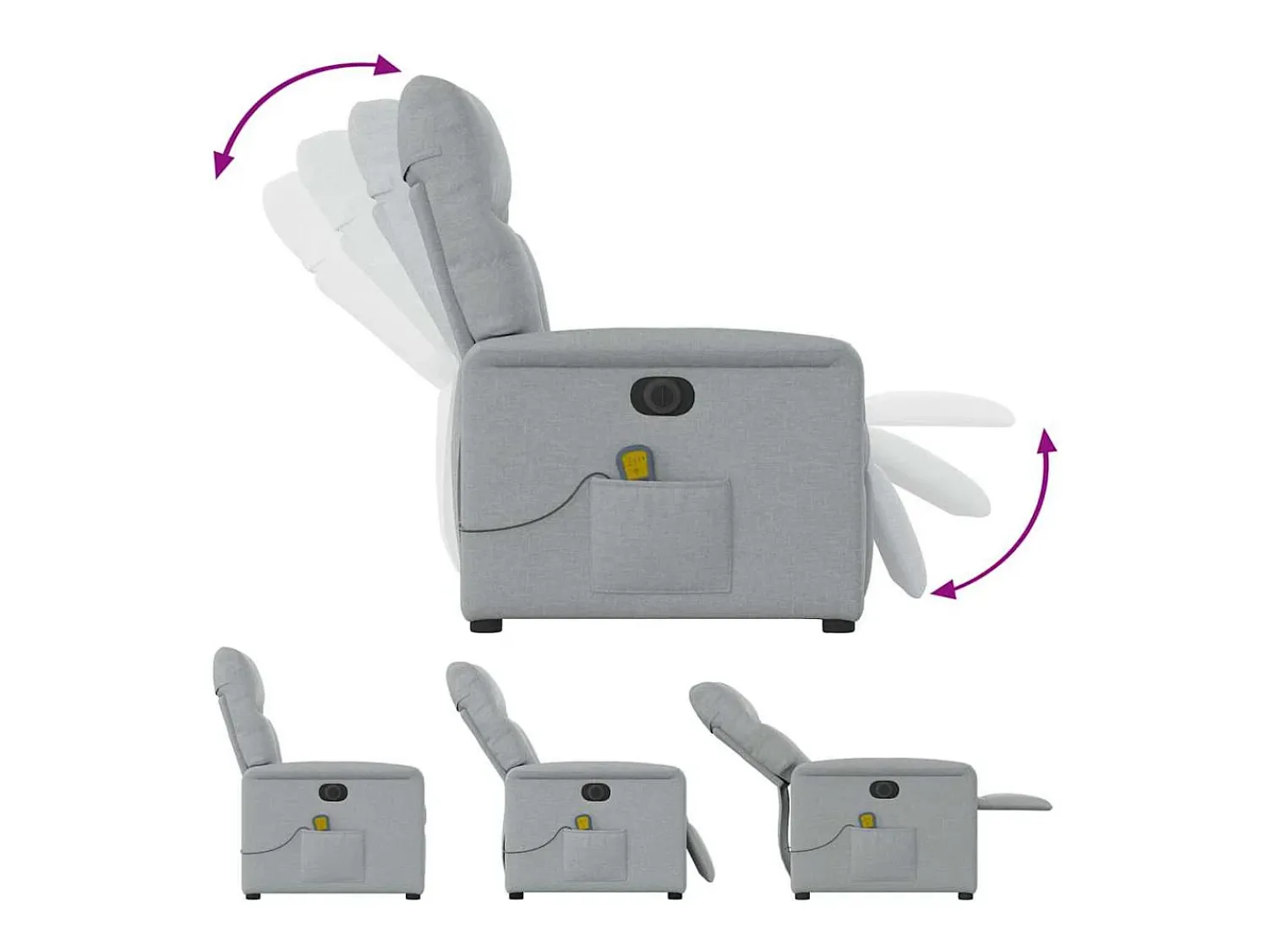 Poltrona| Poltrona de massagens reclinável elétrica tecido -claro SHL660490 Cinzento