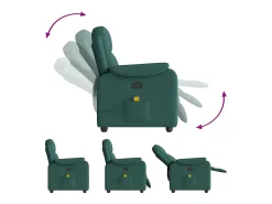 Poltrona de massagens reclinável tecido verde-escuro SHL600263^ Poltrona