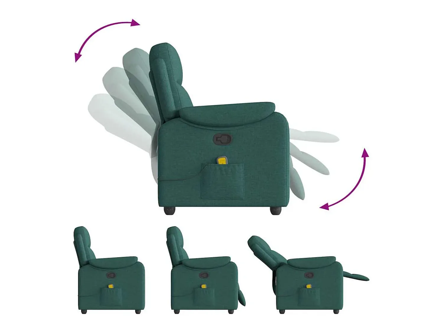 Poltrona de massagens reclinável tecido verde-escuro SHL600263^ Poltrona