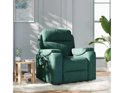 Poltrona de massagens reclinável tecido verde-escuro SHL600263^ Poltrona