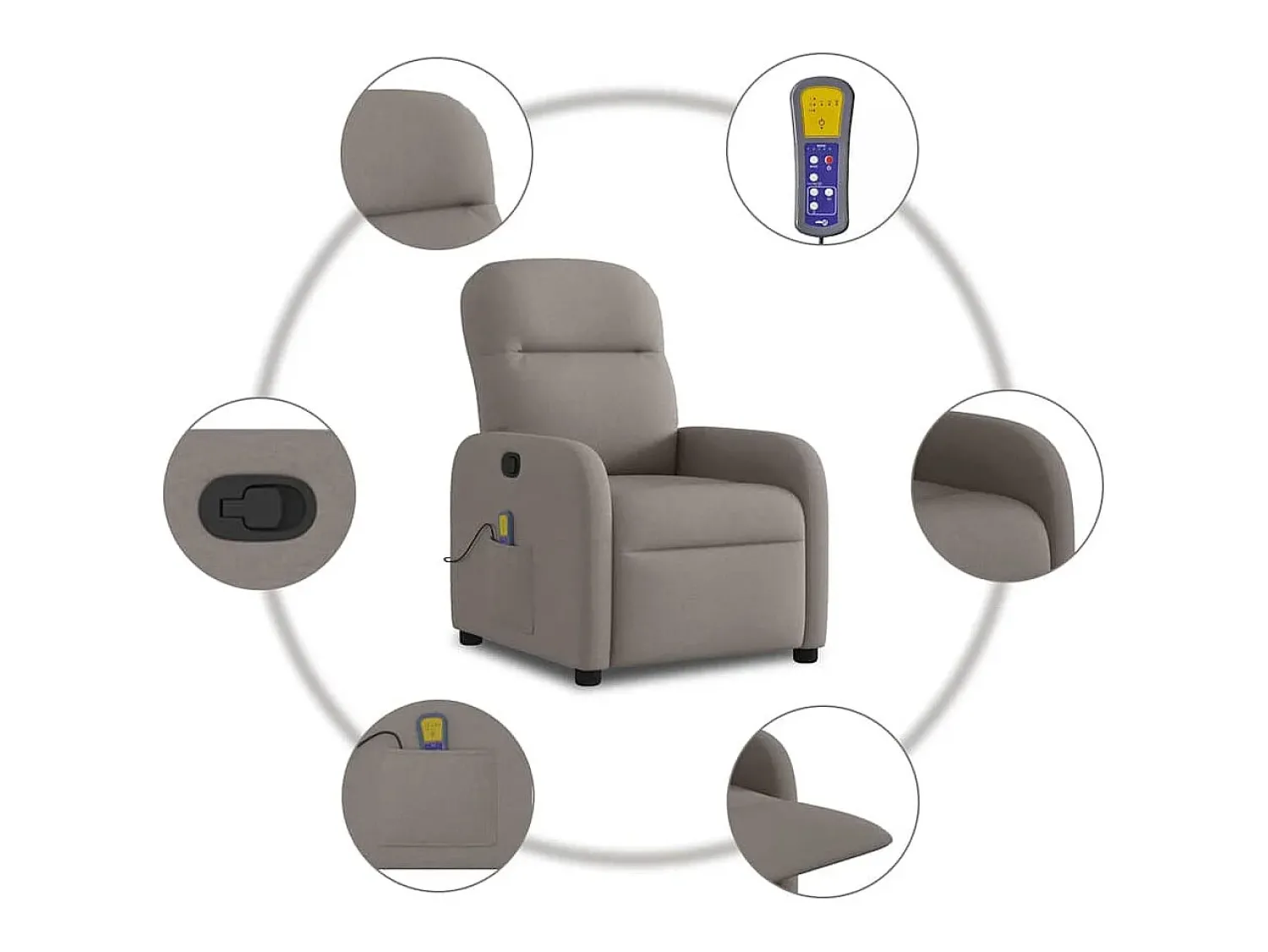 Poltrona* Poltrona de massagens reclinável tecido cinzento-acastanhado SHL661773 Taupe