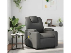 Poltrona| Poltrona de massagens reclinável couro artificial SHL775888 Cinzento