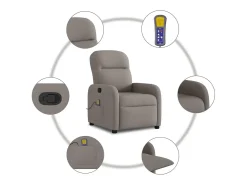 vidaxl Poltrona de massagens reclinável tecido cinzento-acastanhado^ Poltrona