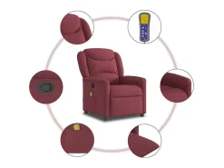 Poltrona*vidaxl Poltrona de massagens reclinável tecido tinto Vermelho