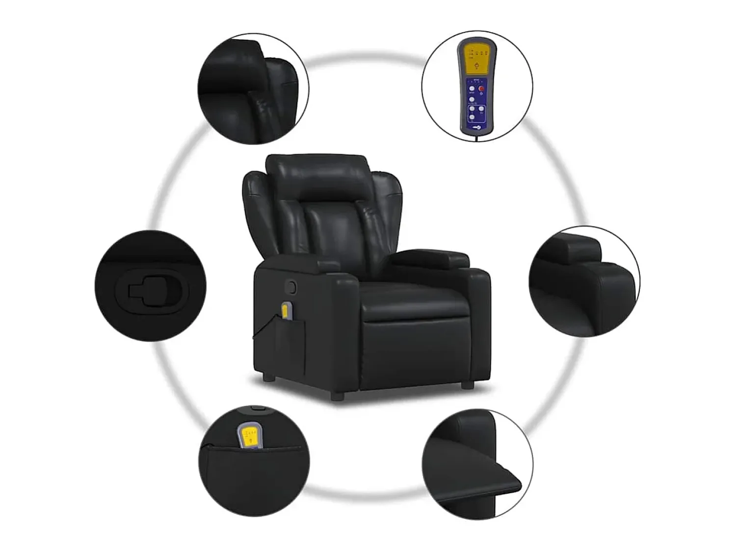 Poltrona| Poltrona de massagens reclinável couro artificial SHL430373 Preto