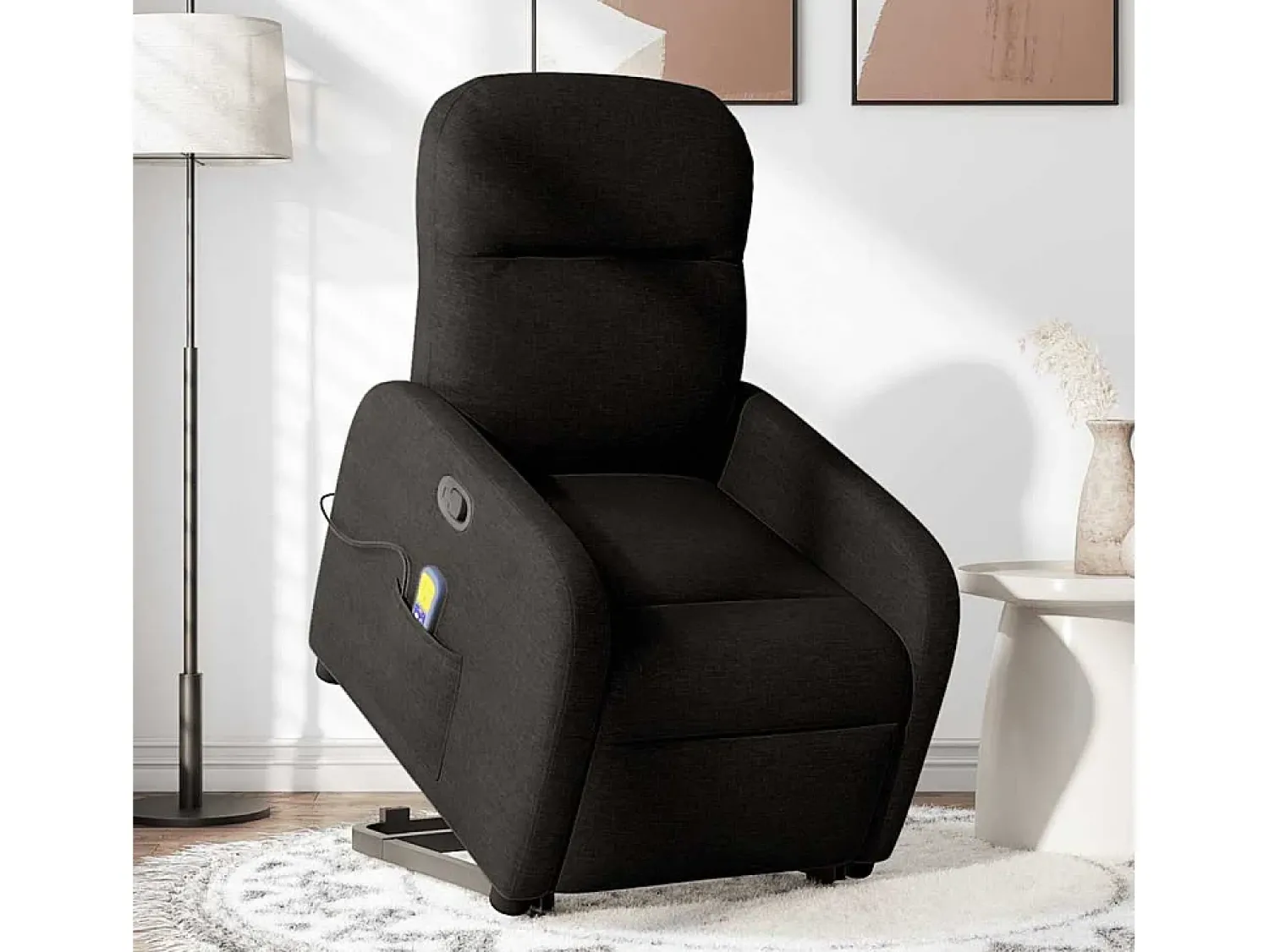 Poltrona|vidaxl Poltrona de massagens reclinável elevatória tecido Preto