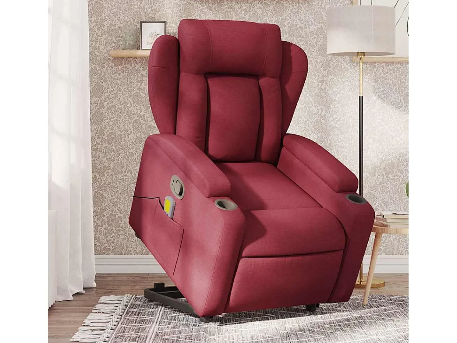 Hot Poltrona de massagens reclin. elevatória tecido tinto SHL606843 Vermelho