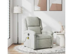 Poltrona de massagens reclinável veludo -claro SHL325753 Cinzento