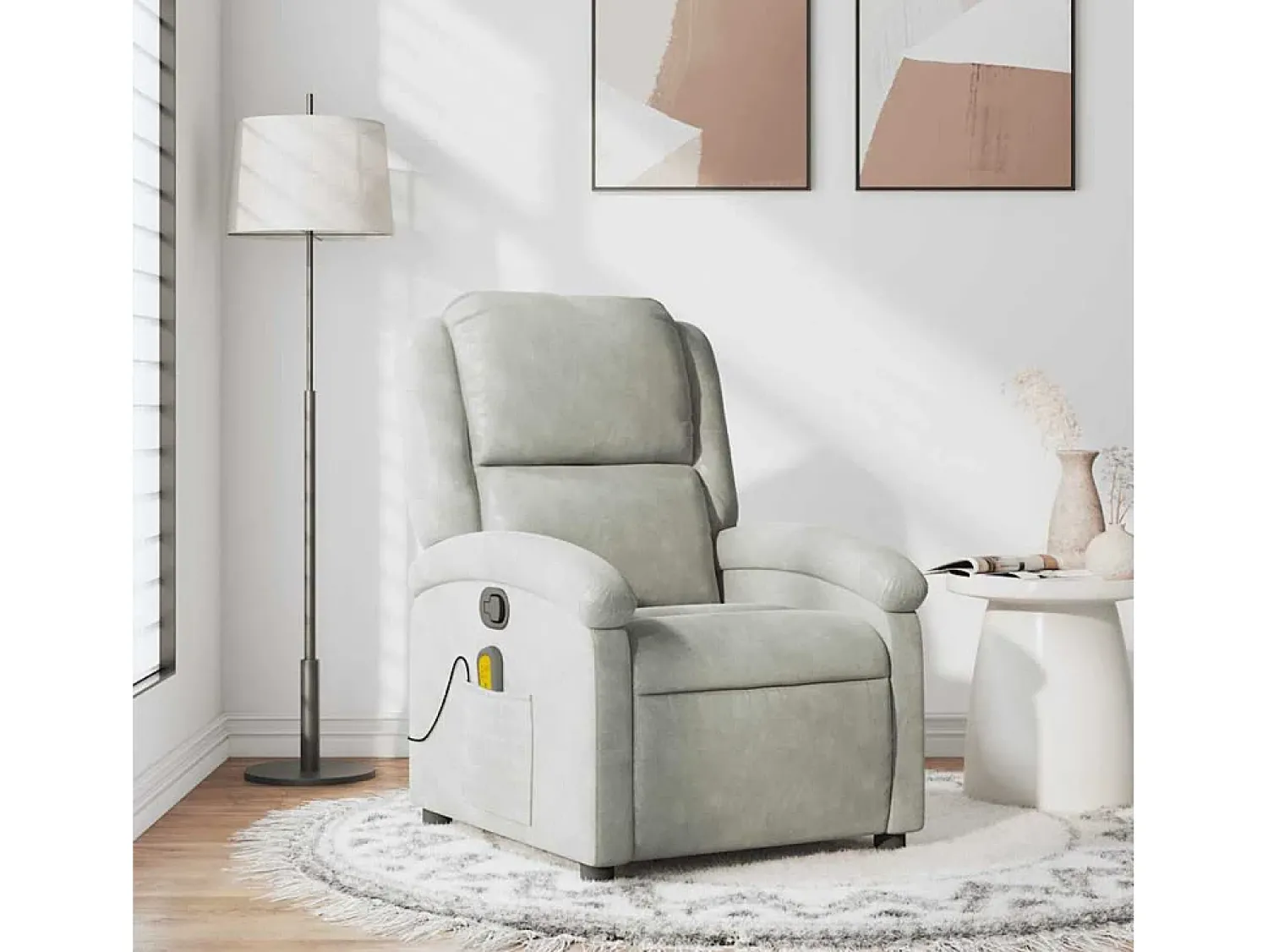 Poltrona de massagens reclinável veludo -claro SHL325753 Cinzento
