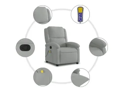 Poltrona de massagens reclinável veludo -claro SHL325753 Cinzento