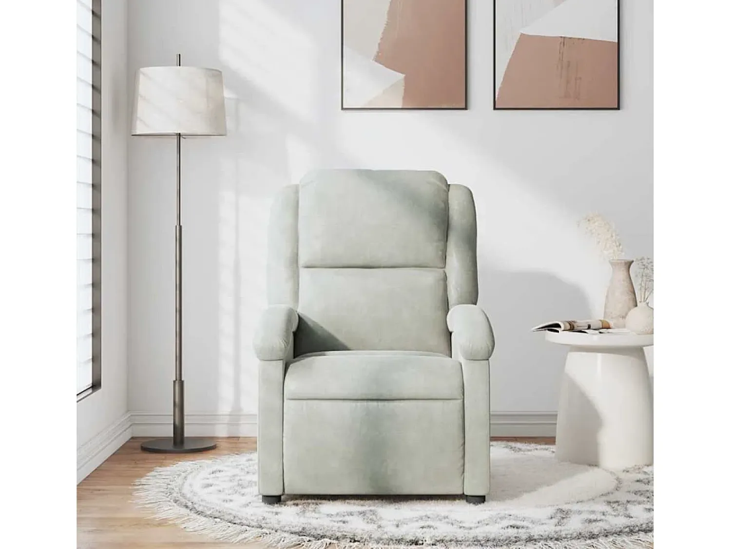 Poltrona de massagens reclinável veludo -claro SHL325753 Cinzento