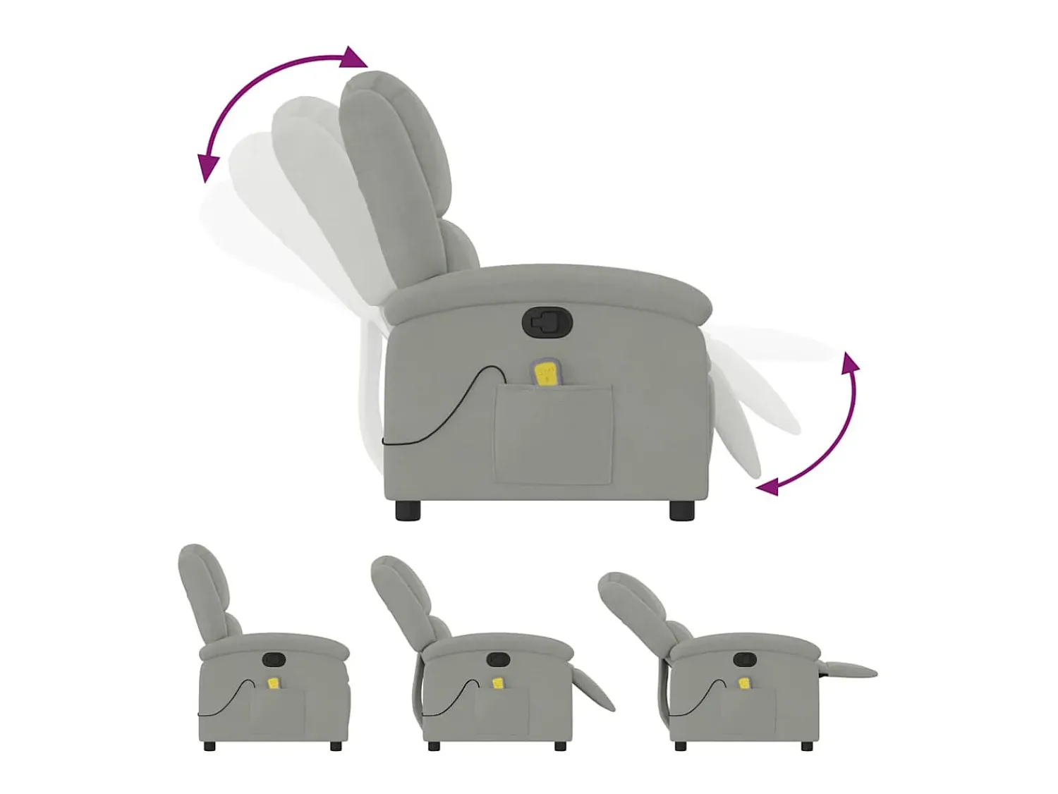Poltrona de massagens reclinável veludo -claro SHL325753 Cinzento