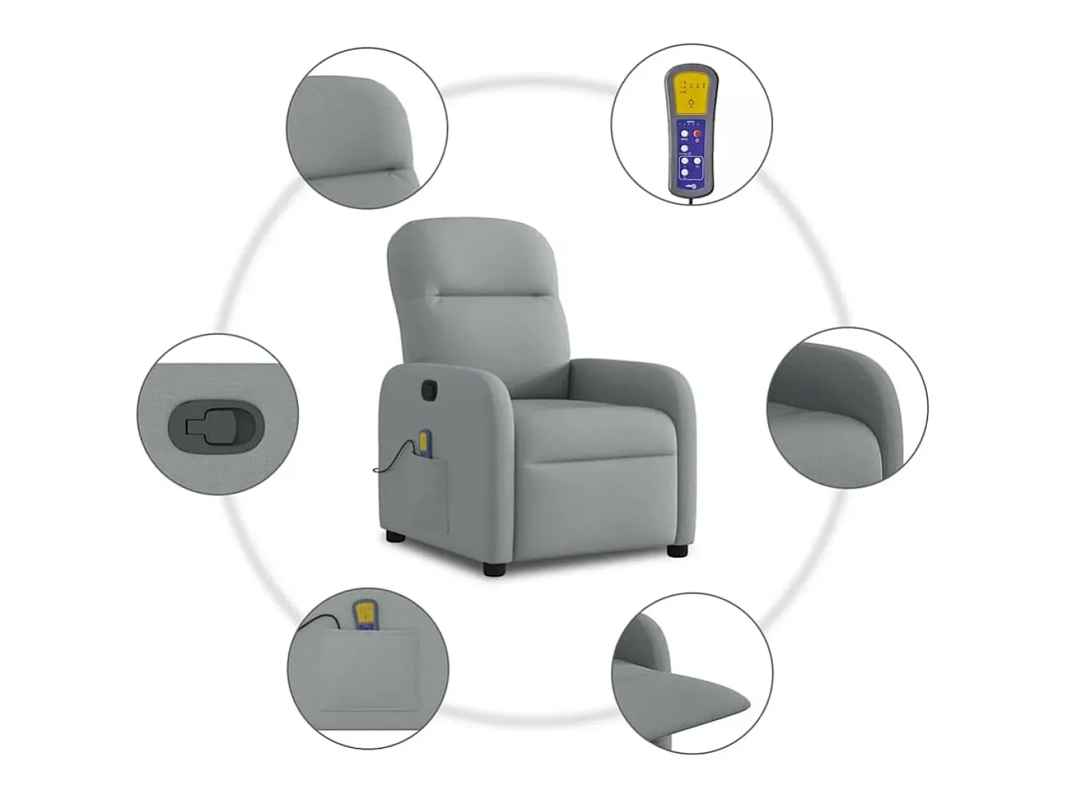 Poltrona de massagens reclinável tecido -claro SHL918499^ Poltrona