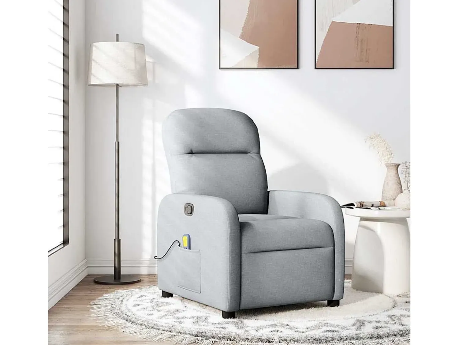 Poltrona de massagens reclinável tecido -claro SHL918499^ Poltrona