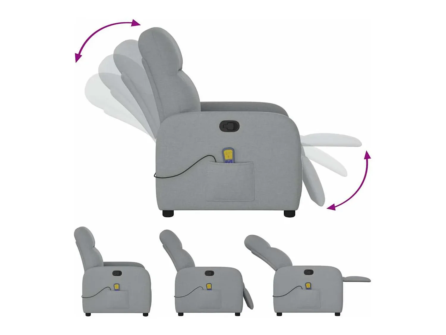 Poltrona de massagens reclinável tecido -claro SHL918499^ Poltrona