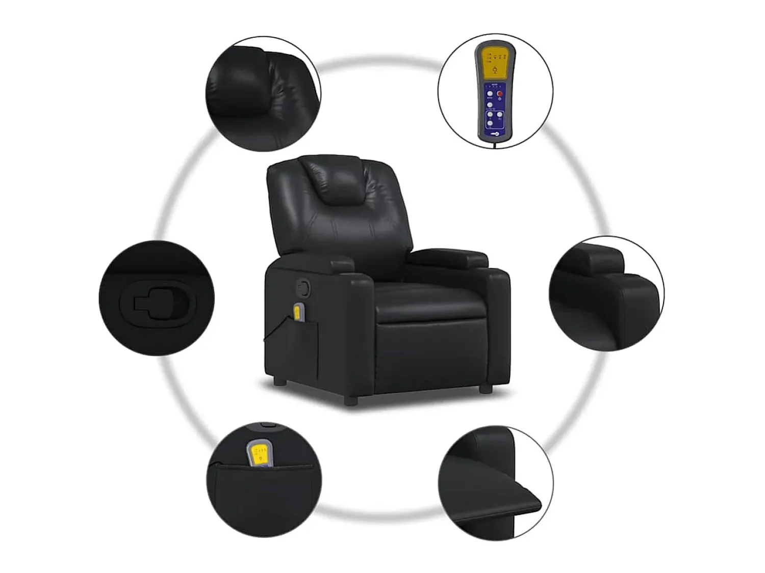 Poltrona| Poltrona de massagens reclinável couro artificial SHL974386 Preto