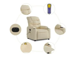 Poltrona* Poltrona de massagens reclinável elétrica tecido SHL921489 Creme
