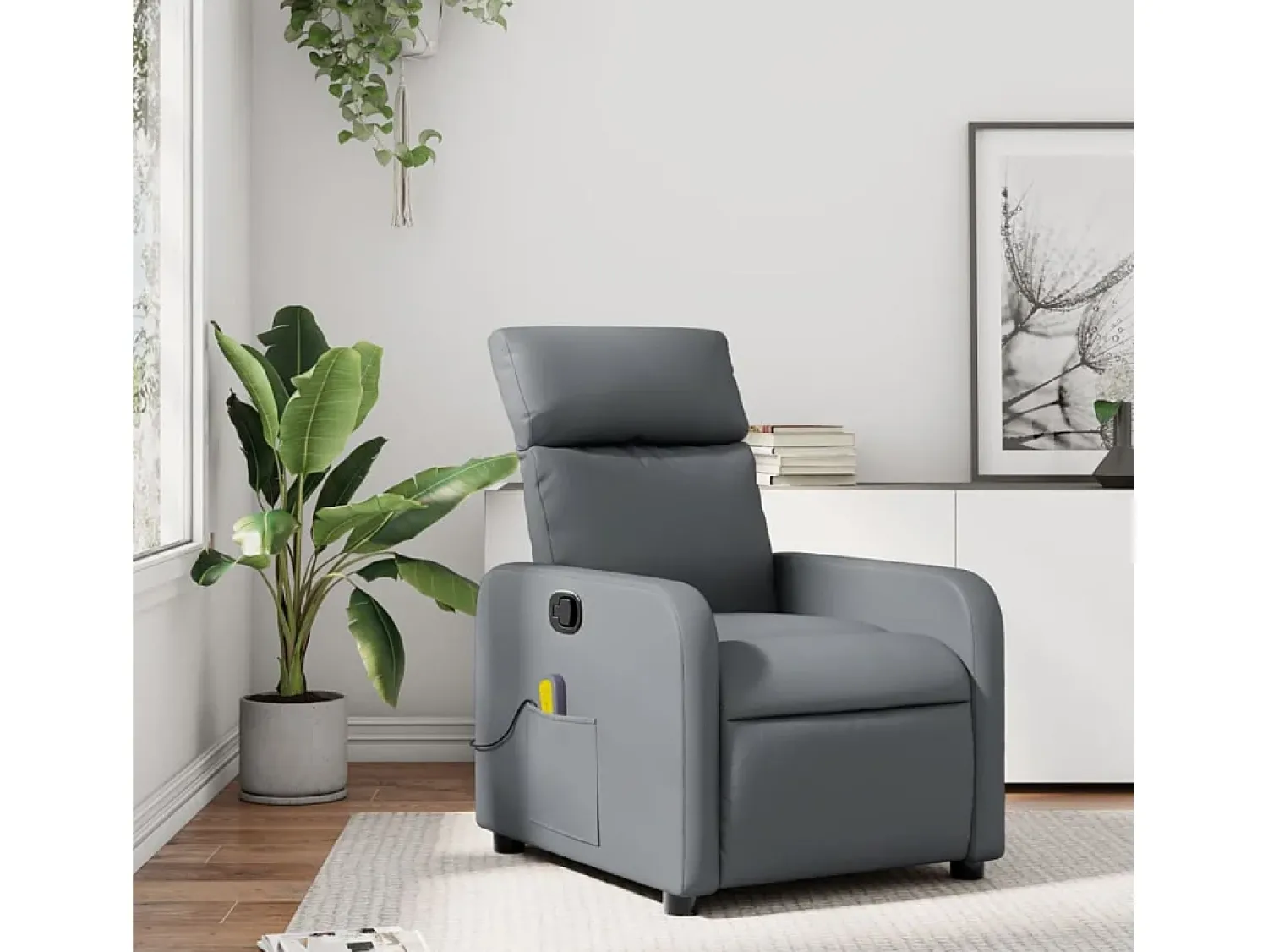 Poltrona| Poltrona de massagens reclinável couro artificial SHL610998 Cinzento