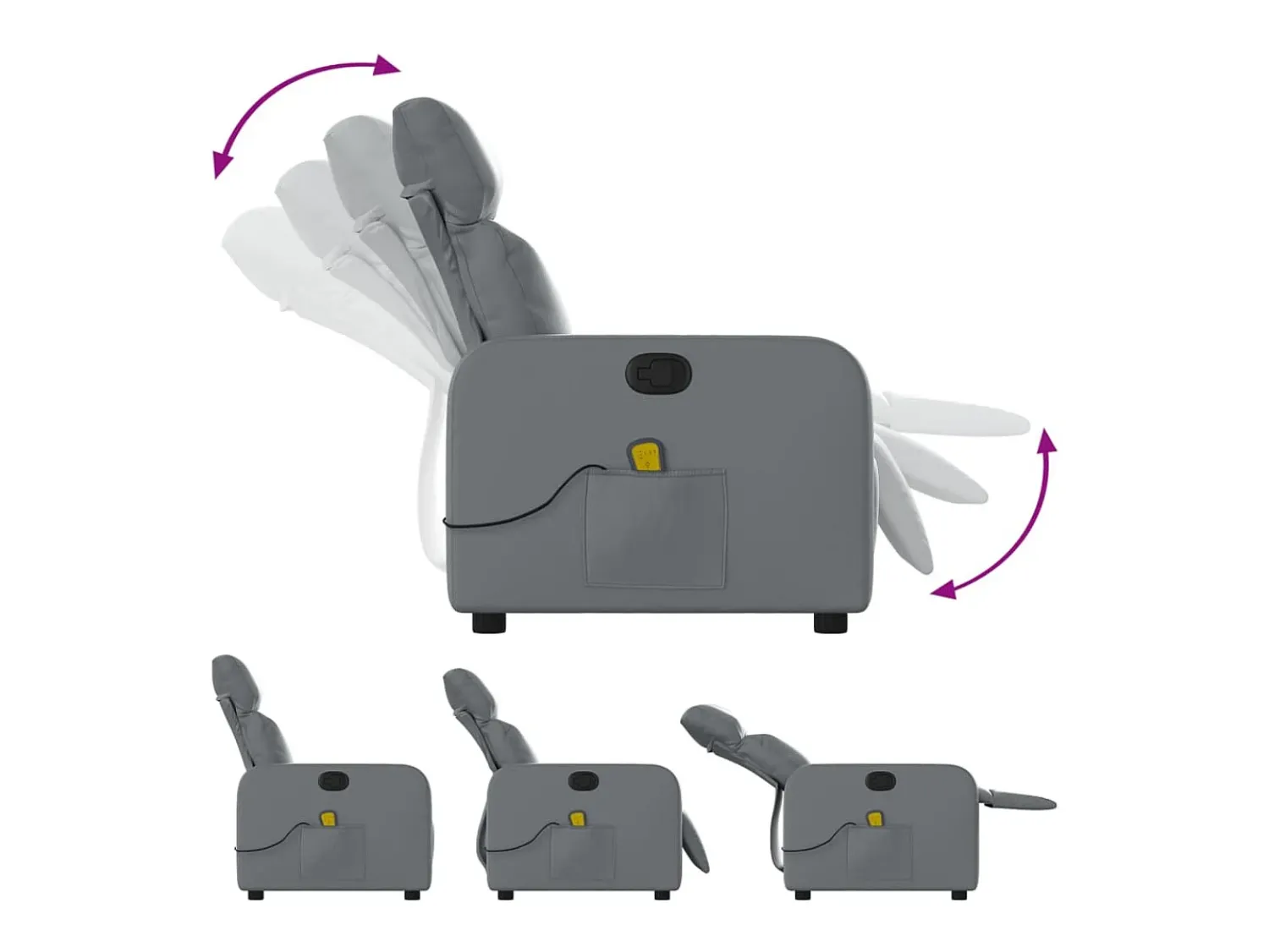 Poltrona| Poltrona de massagens reclinável couro artificial SHL610998 Cinzento
