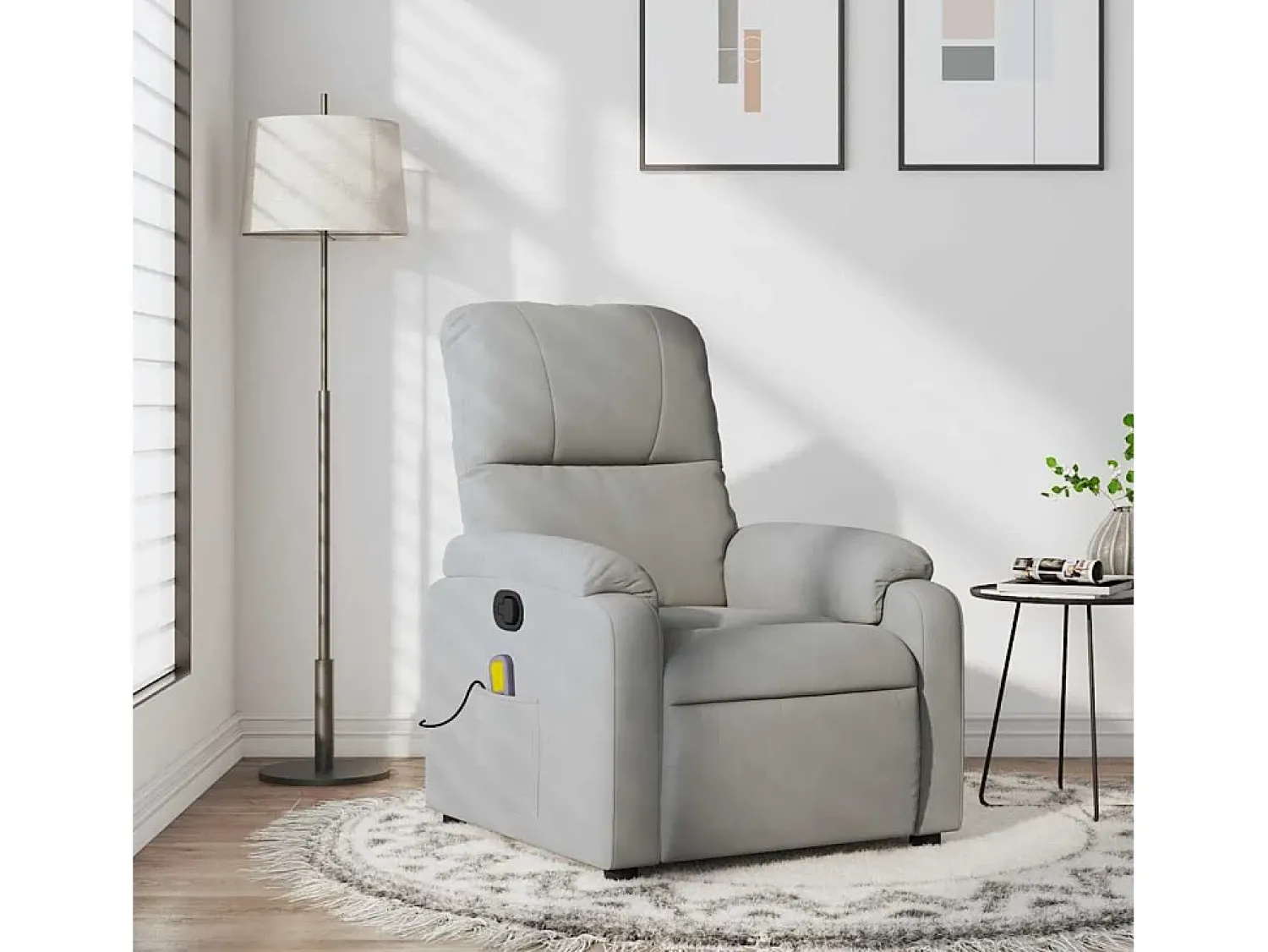 Poltrona* Poltrona de massagens reclinável tecido microfibra cinza-claro SHL404907 Cinzento