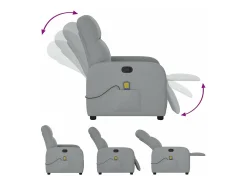 Poltrona*vidaxl Poltrona de massagens reclinável tecido -claro Cinzento