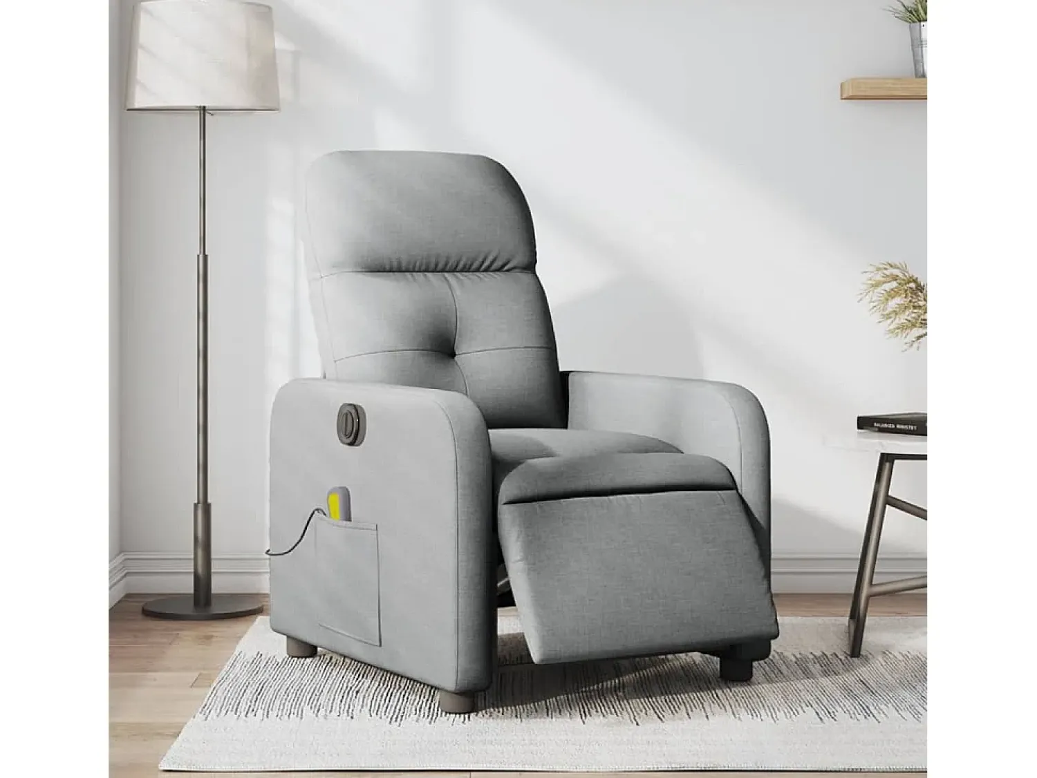 Poltrona de massagens reclinável elétrica tecido -claro SHL606338^ Poltrona