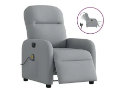 Hot Poltrona de massagens reclinável elétrica tecido -claro SHL222289 Cinzento