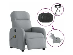 Hot Poltrona de massagens reclinável elétrica tecido -claro SHL222289 Cinzento