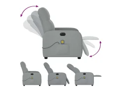 Hot Poltrona de massagens reclinável elétrica tecido -claro SHL222289 Cinzento