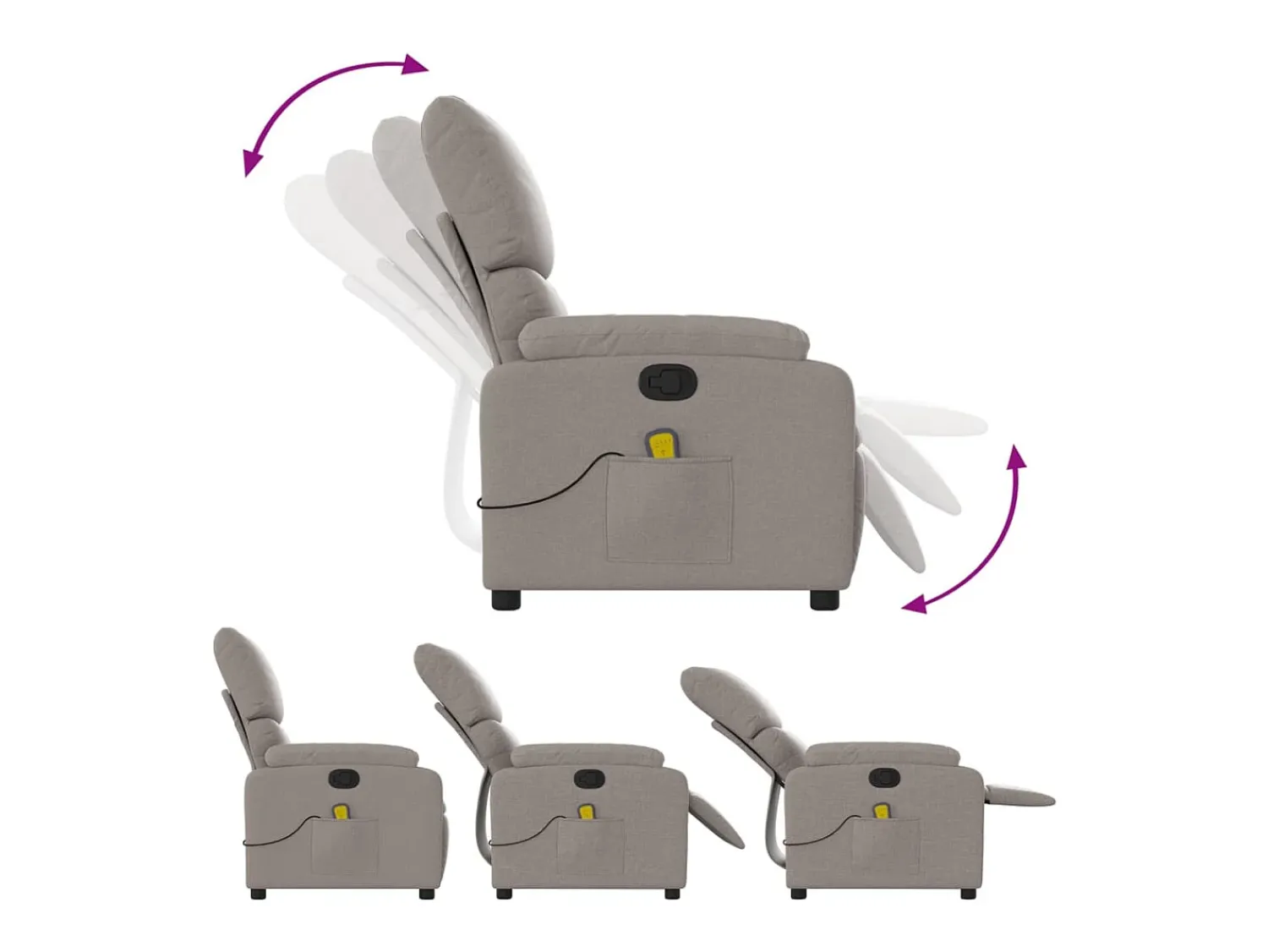 Poltrona* Poltrona de massagens reclinável tecido cinzento-acastanhado SHL593421 Taupe