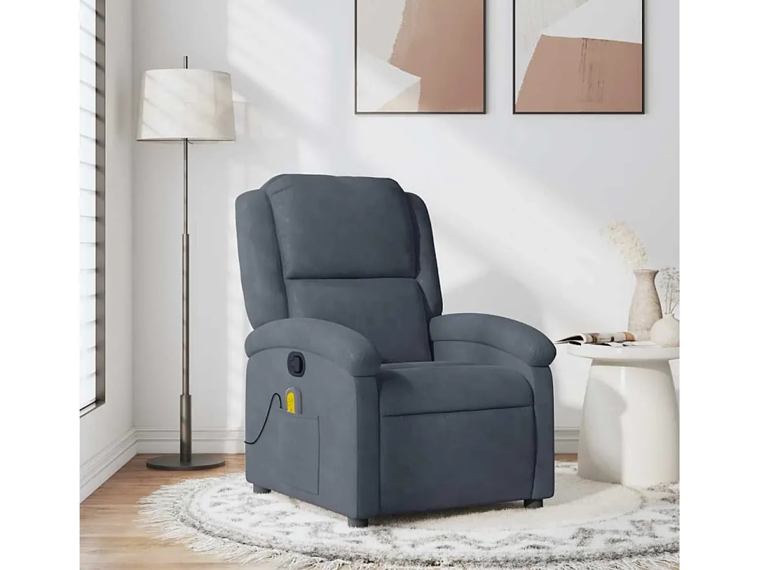 Poltrona* Poltrona de massagens reclinável veludo cinzento-escuro SHL631387 Cinza antracite
