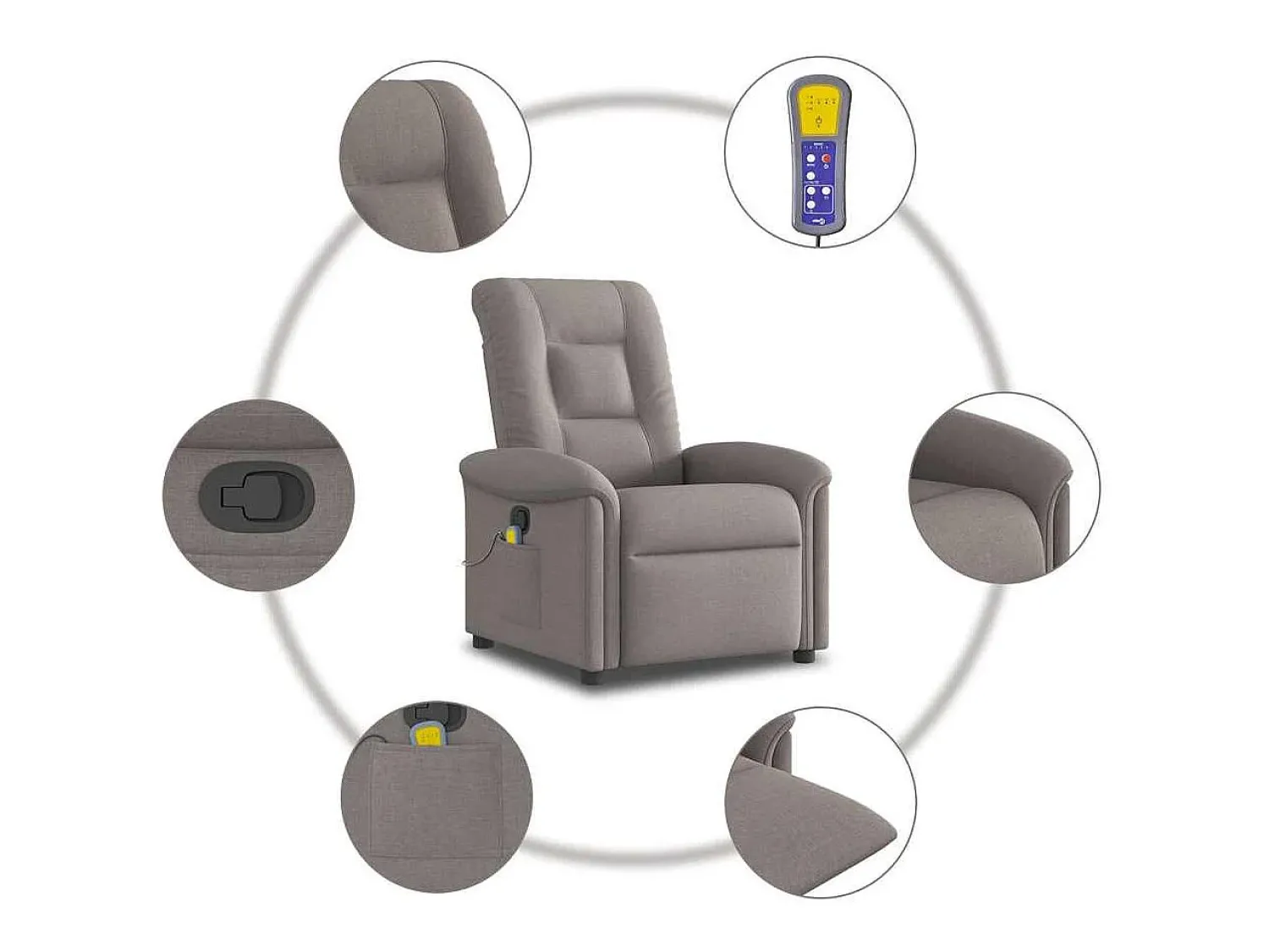 Poltrona| Poltrona de massagens reclinável tecido cinzento-acastanhado SHL700435 Taupe