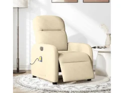 Poltrona|vidaxl Poltrona de massagens reclinável elétrica tecido Creme