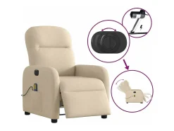 Poltrona|vidaxl Poltrona de massagens reclinável elétrica tecido Creme