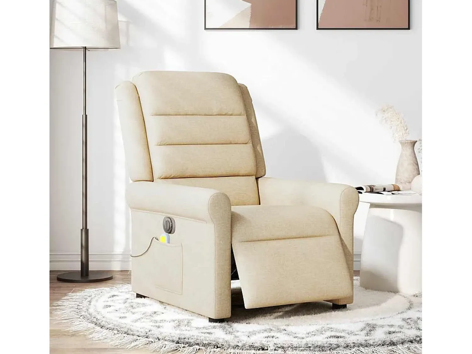 Poltrona* Poltrona de massagens reclinável elétrica tecido SHL139206 Creme