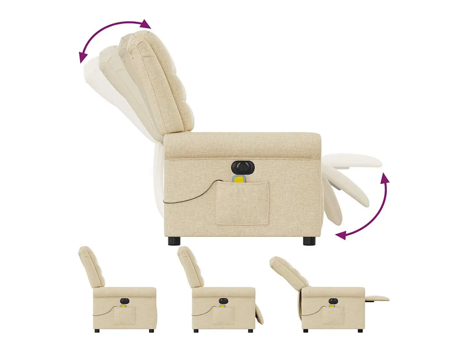 Poltrona* Poltrona de massagens reclinável elétrica tecido SHL139206 Creme