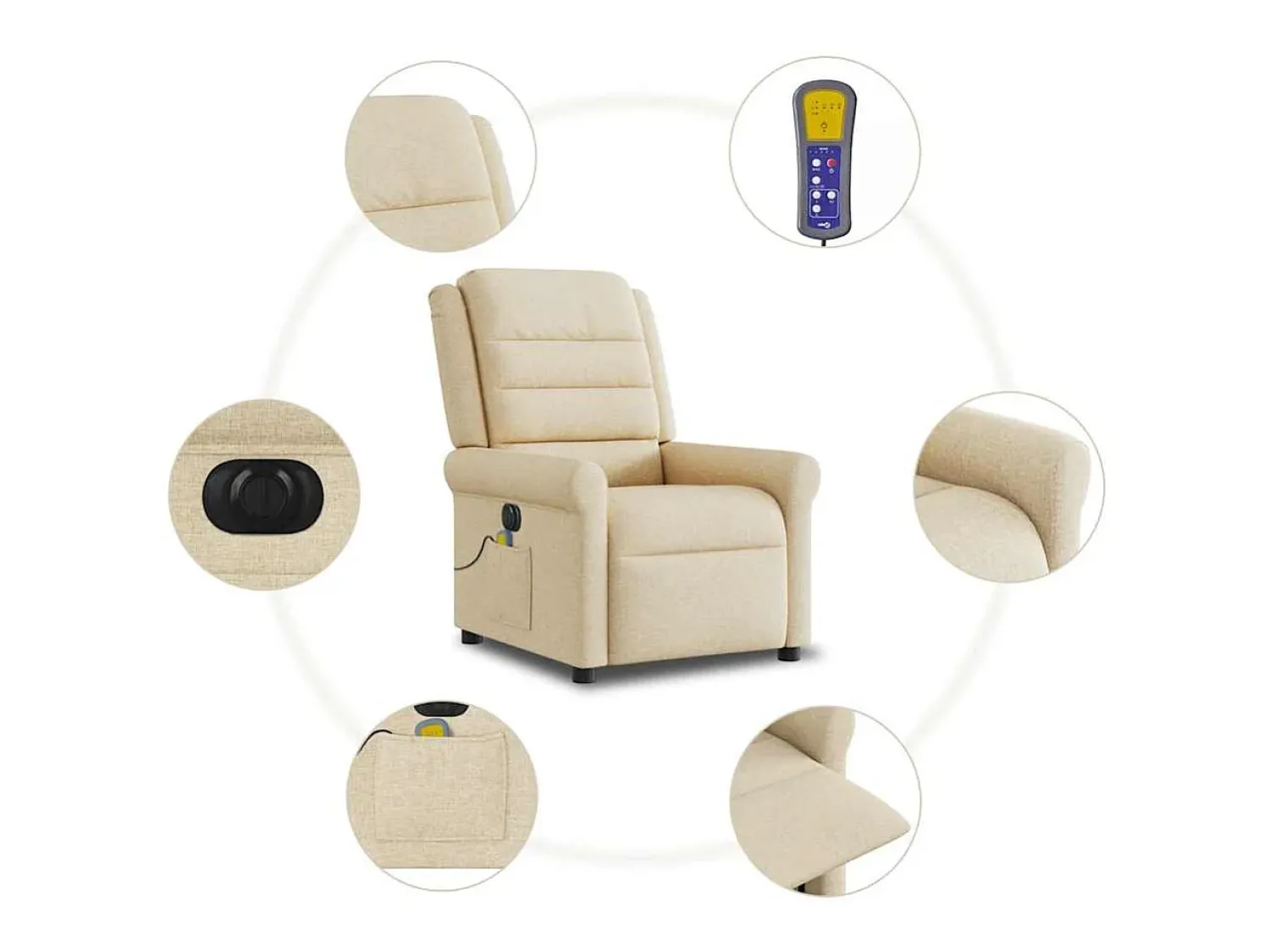 Poltrona* Poltrona de massagens reclinável elétrica tecido SHL139206 Creme