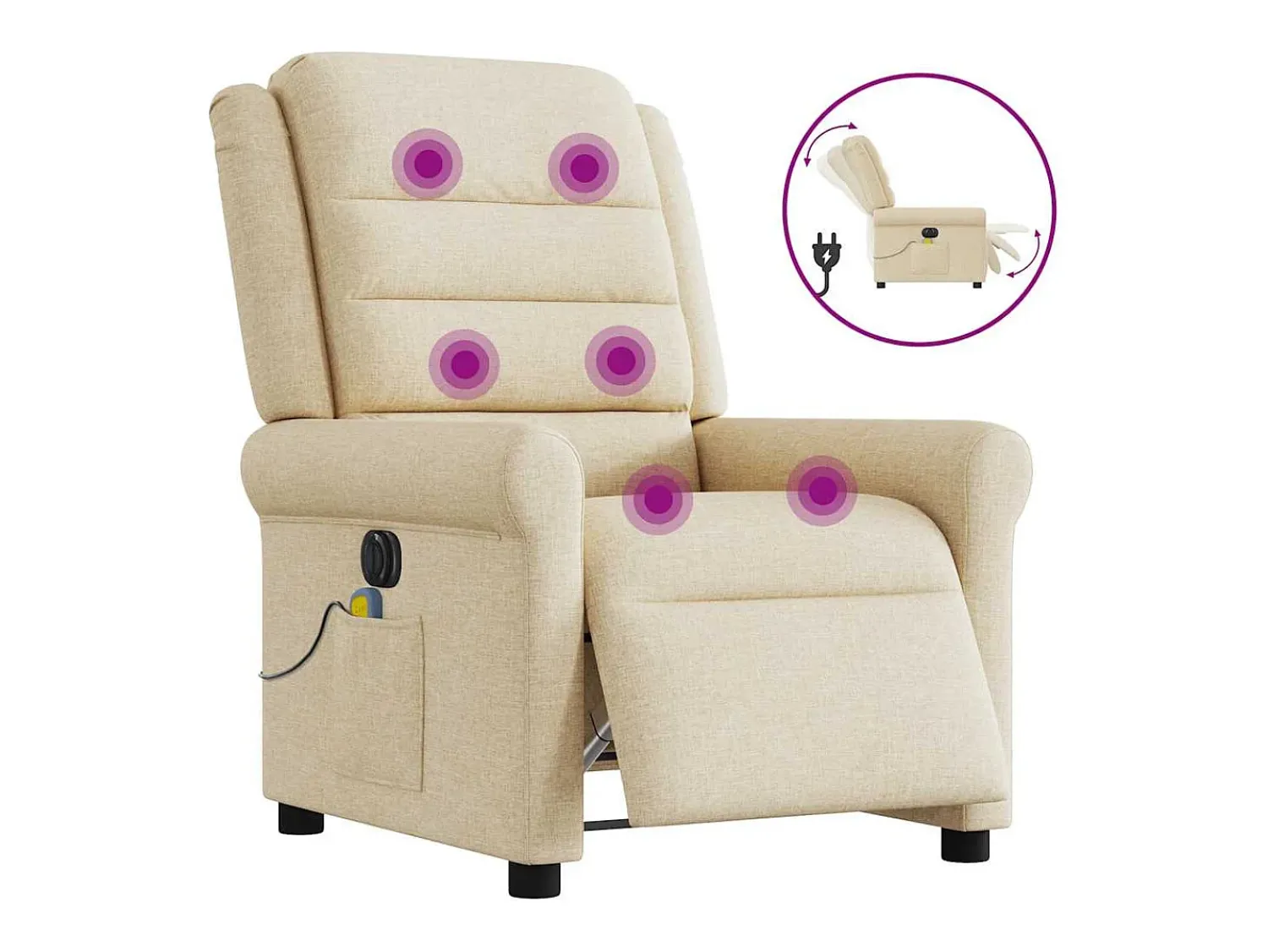 Poltrona* Poltrona de massagens reclinável elétrica tecido SHL139206 Creme
