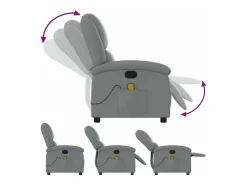 vidaxl Poltrona de massagens reclinável tecido cinzento-claro^ Poltrona