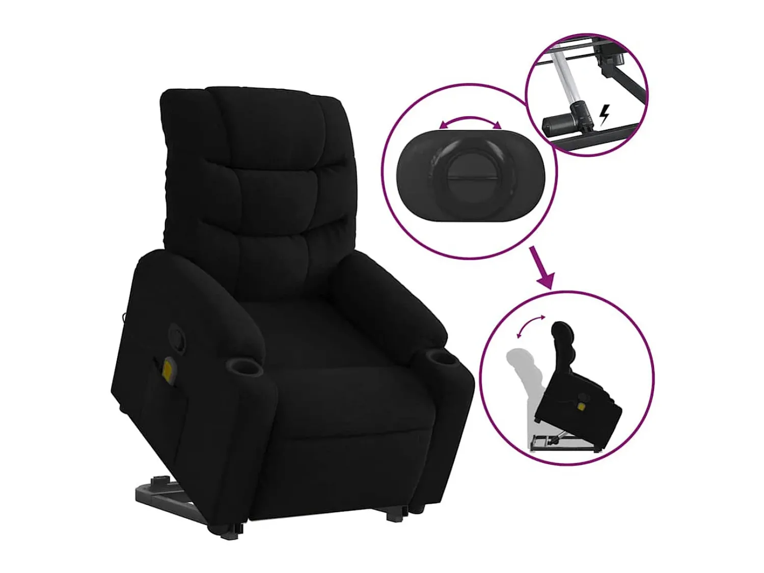Poltrona* Poltrona de massagens reclinável elevatória tecido SHL376616 Preto