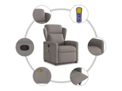 Clearance Poltrona de massagens reclinável tecido cinzento-acastanhado SHL246096 Taupe