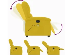vidaxl Poltrona de massagens reclinável veludo Amarelo