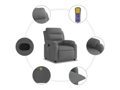 Poltrona de massagens reclinável tecido cinzento-escuro SHL446734^ Poltrona