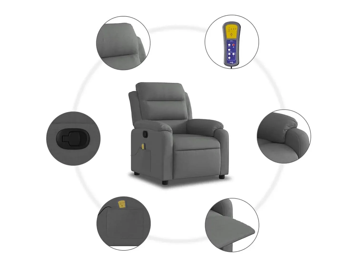 Poltrona de massagens reclinável tecido cinzento-escuro SHL446734^ Poltrona