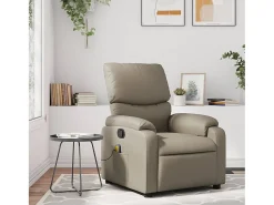 Poltrona de massagens reclinável couro artificial cappuccino SHL621265^ Poltrona