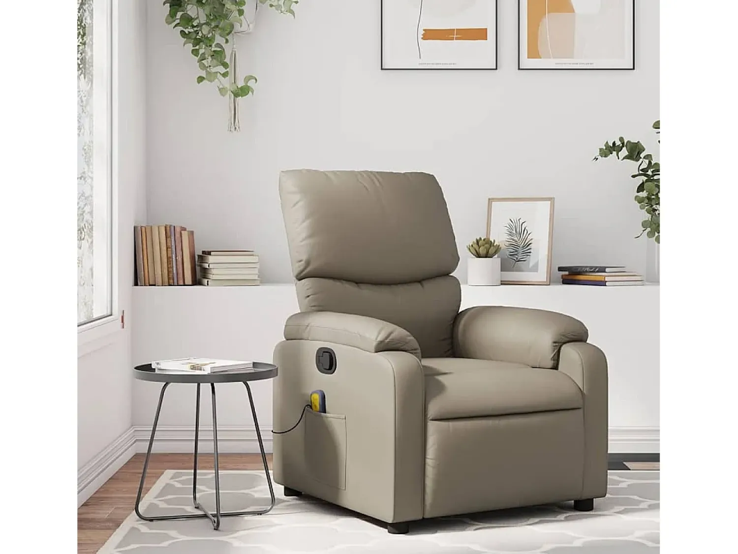 Poltrona de massagens reclinável couro artificial cappuccino SHL621265^ Poltrona